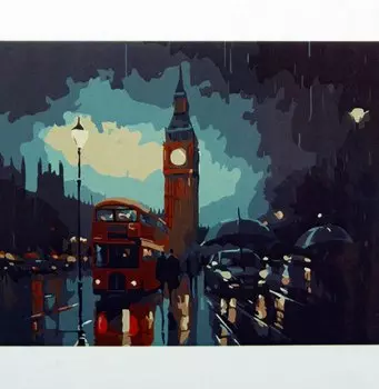 Картина по номерам на подрамнике "Дождливый Лондон" (17х22)