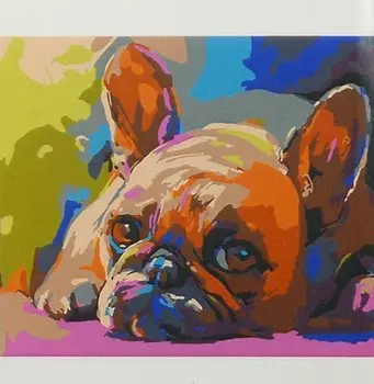 Картина по номерам на подрамнике "Пёсик в ожидании хозяина" (17х22)