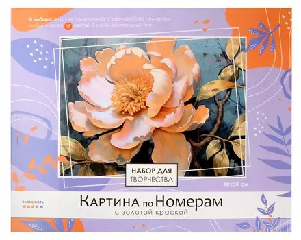 Картина по номерам с золотом на подрамнике 40х50 см. "Розовая нежность"