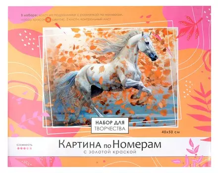 Картина по номерам с золотом на подрамнике 40х50 см. "Летящая Грация"