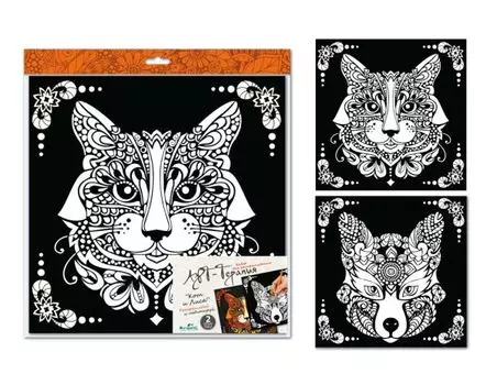 Картина-раскраска. Кот и Лиса