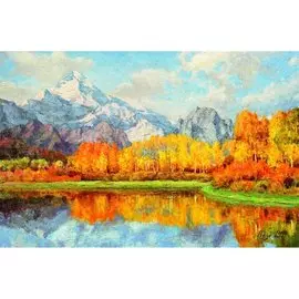 Картина стразами (алмазная мозаика) 40x50 см, ОСТРОВ СОКРОВИЩ "Осень в горах", без подрамника,662581