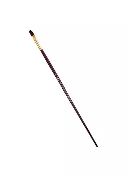 Кисть художественная Вернисаж, синтетика бордовая, плоскоовальная, длинная ручка №8, Гамма