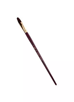 Кисть художественная Вернисаж, синтетика бордовая, плоскоовальная, длинная ручка №18, Гамма