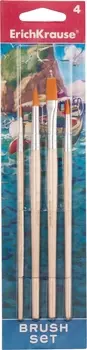 Кисти ErichKrause для акварели и гуаши/синтетика, 4 шт./блистер (Разноцветн)