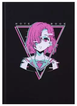 Книга для записей А5 96л кл. "Аниме Девушка" 7БЦ, мат.лам, тиснение фольгой