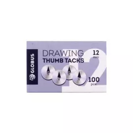 Кнопки канцелярские 100шт, 12мм, металл