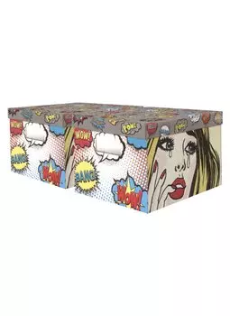 Короб L"Comics vibe" 20*26*35см, кашированный трехслойный гофро картон. Набор 2 шт.