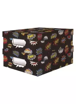 Короб M "Comics vibe" 10*26*35см, кашированный трехслойный гофро картон. Набор 2 шт.