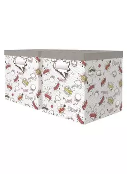 Короб XL "Comics vibe" 32*31*35см, кашированный трехслойный гофро картон. Набор 2 шт.