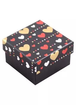 Коробка подарочная "Hearts on black" 13*13*7,5см, картон