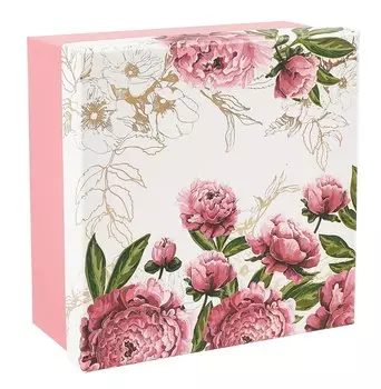 Коробка подарочная "Пионы" 20*20*9.5, картон