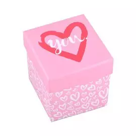 Коробка подарочная "I love you" розовая 9,5*9,5*10см. картон