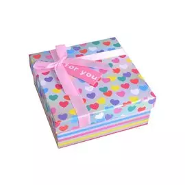 Коробка подарочная "Веселые сердечки" 15*15*6,5см. картон