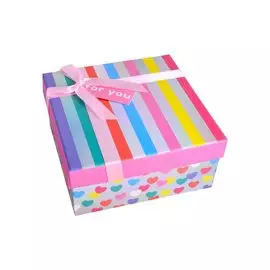 Коробка подарочная "Веселые сердечки" 17*17*8см. картон