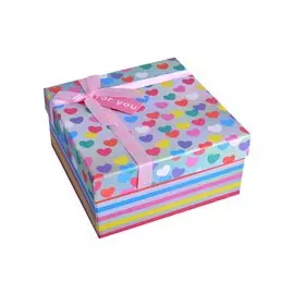 Коробка подарочная "Веселые сердечки" 19*19*9,5см. картон