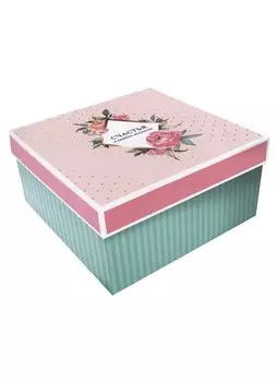 Коробка подарочная складная "Счастья от всей души" 20*9,8*20 картон, ассорти