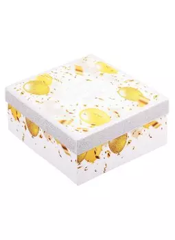 Коробка подарочная Золотые шары 15*15*6,5см, картон