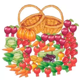 Дидактический набор "Корзинка с овощами". 64 картинки