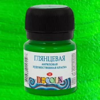 Краска акриловая зеленая светлая 20мл "Декола" глянцевая, ЗХК