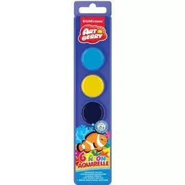 Краски 6 цв. акварельн. Erich Krause, ArtBerry Neon в пластик.уп.