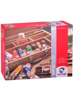 Краски акриловые Van Gogh "Базовый" 10цв 40мл, аксессуары, дер.кор., Royal Talens