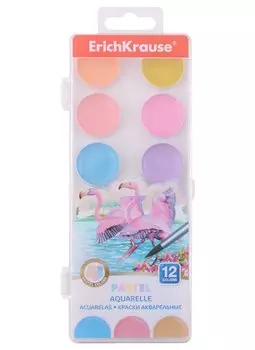 Краски акварельные 12цв "Pastel" пл/к., б/к., ERICH KRAUSE