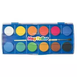 Краски акварельные Magtaller AKVARELLI, 12 цв., пласт.коробка с кистью 548102