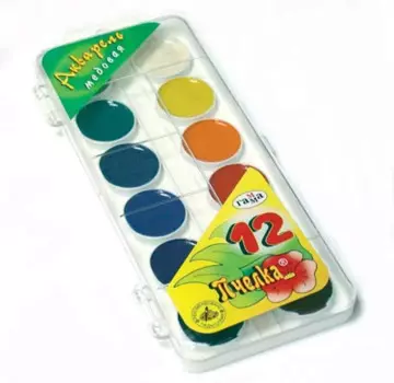 Краски акварельные 12цв "Пчелка" пл/к., б/к., Гамма