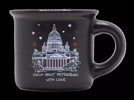 Кружка From SPb with love. Исаакий, 50мл, черная, матовая, фарфор