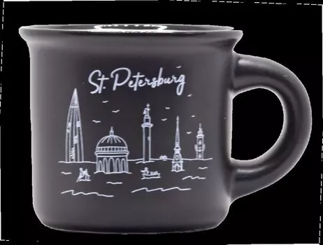 Кружка СПб. Потоп, 50мл, черная, матовая, фарфор