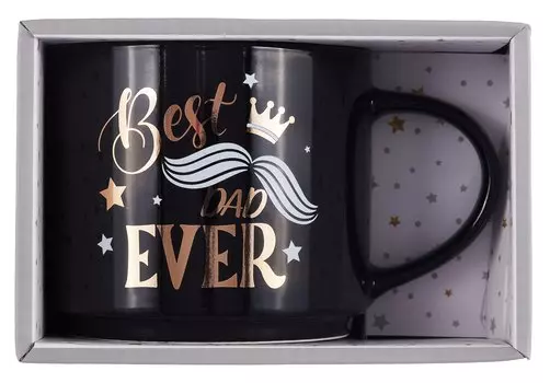 Кружка в подарочной упаковке Best Dad ever (черная) (коробка) (керамика) (12-topsun-202409-03)
