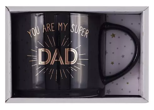 Кружка в подарочной упаковке You are my super Dad (черная) (коробка) (керамика) (12-topsun-202409-04)