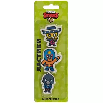 Ластики 03шт "Brawl Stars. Поко, Эль Примо, Ворон" фигурные, блистер