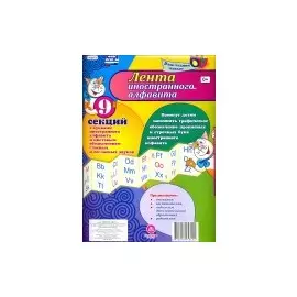 Лента иностранного алфавита. Раскладной плакат из 9 секций с буквами иностранного алфавита и цветовым обозначением гласных и согласных звуков