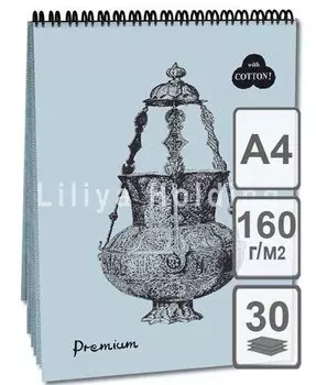Лилия Холдинг Полиграфия Блокнот "Premium Bluemarine" (голубой) 30л А3 на пружине БPr3/Вm