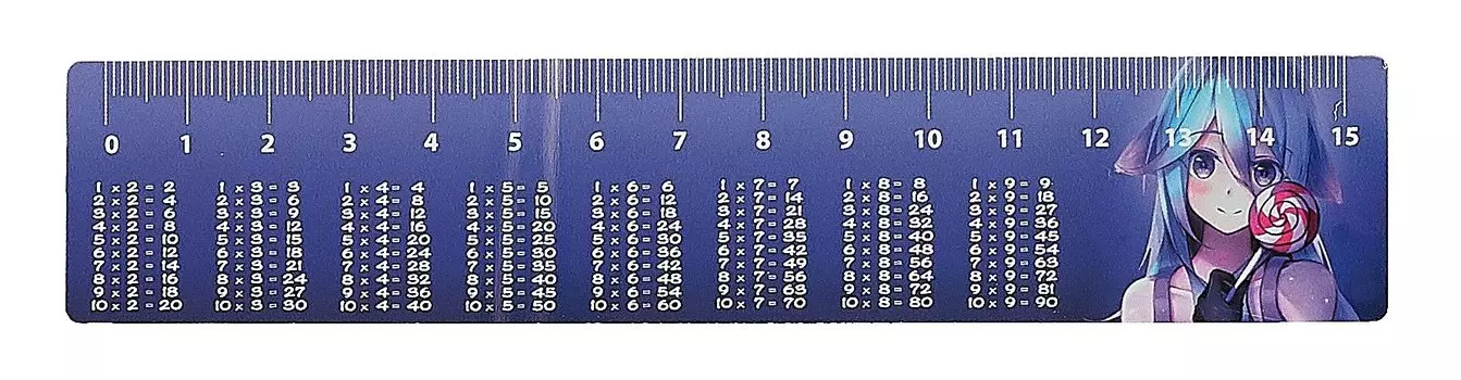Линейка 15см "Аниме. Леденец" с таблицей умножения