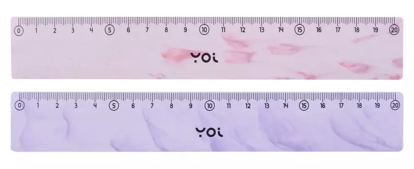 Линейка Yoi, Marble, 20 см, в ассортименте