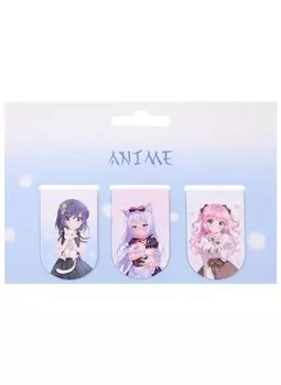 Магнитные закладки Аниме Девушки (Сёдзё) (цветные) (3шт)