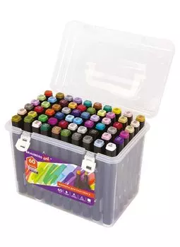 Маркеры для скетчинга 60цв двусторонние, пласт.кейс, BRAUBERG ART DEBUT "BLACK"