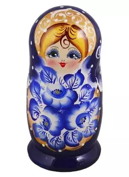 Матрешка 5 в 1 средняя (Гжель, Эскиз 04)