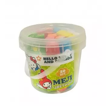 Мелки цветные 05цв 20шт "Hello Kitty&friends" пласт.ведерко