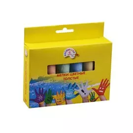 Мелки цветные толстые "Рисовашка", 6 цветов