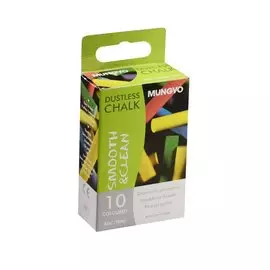 Мелки цветные 10цв для доски, беспыльные, круглые к/к подвес, MUNGYO