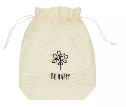 Мешок холщовый «Be happy», бежевый, 20*25*6см, шнурок