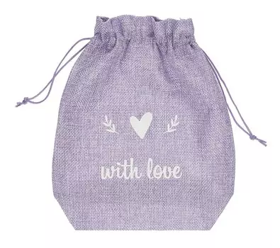 Мешок холщовый «With love», фиолетовый, 20*25*6см, шнурок