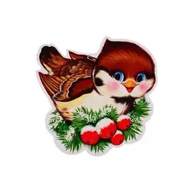 Мини-плакат вырубной "Воробышек новогодний"