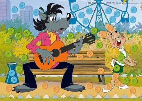 Мозаика из пуговиц "Ну, погоди!"