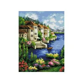 Мозаика на подрамнике. Городок на берегу (144-ST-S)
