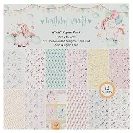 Бумага д/скрапбукинга 15,2*15,2см, 12 дизайнов, 12 листов, двусторонняя Birthday Party